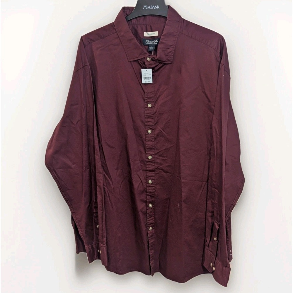Jos. A Banks Tailored Burgundy Button Up 3XL Office Preppy NWT Dark Academia